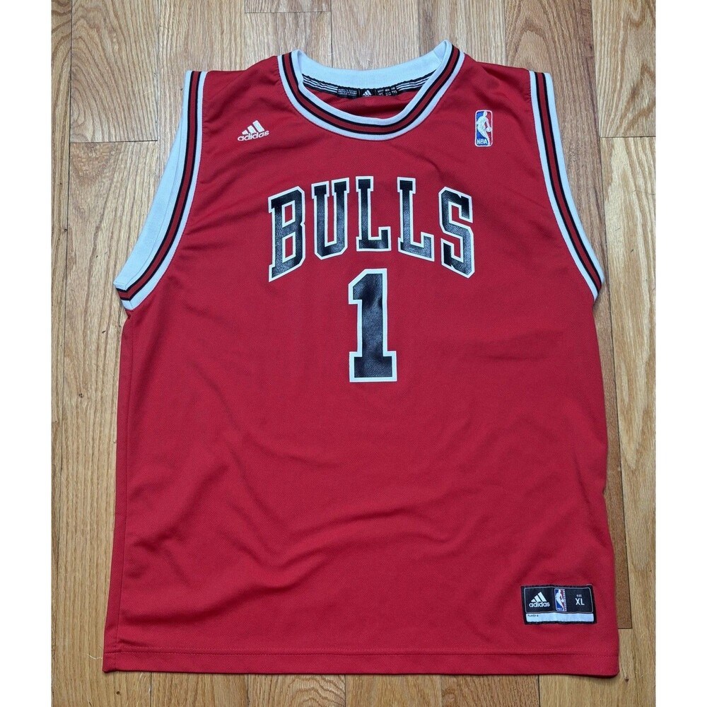 Chicago Bulls Jersey Youth XL Red NBA Basketball Derrick Rose 1 Adidas